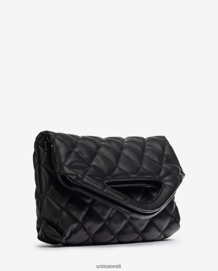 Unisa 88PPB41172 volditud klapiga tepitud kott naised must