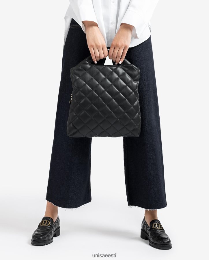 Unisa 88PPB41172 volditud klapiga tepitud kott naised must