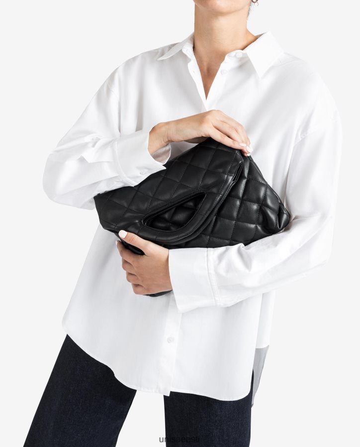 Unisa 88PPB41172 volditud klapiga tepitud kott naised must