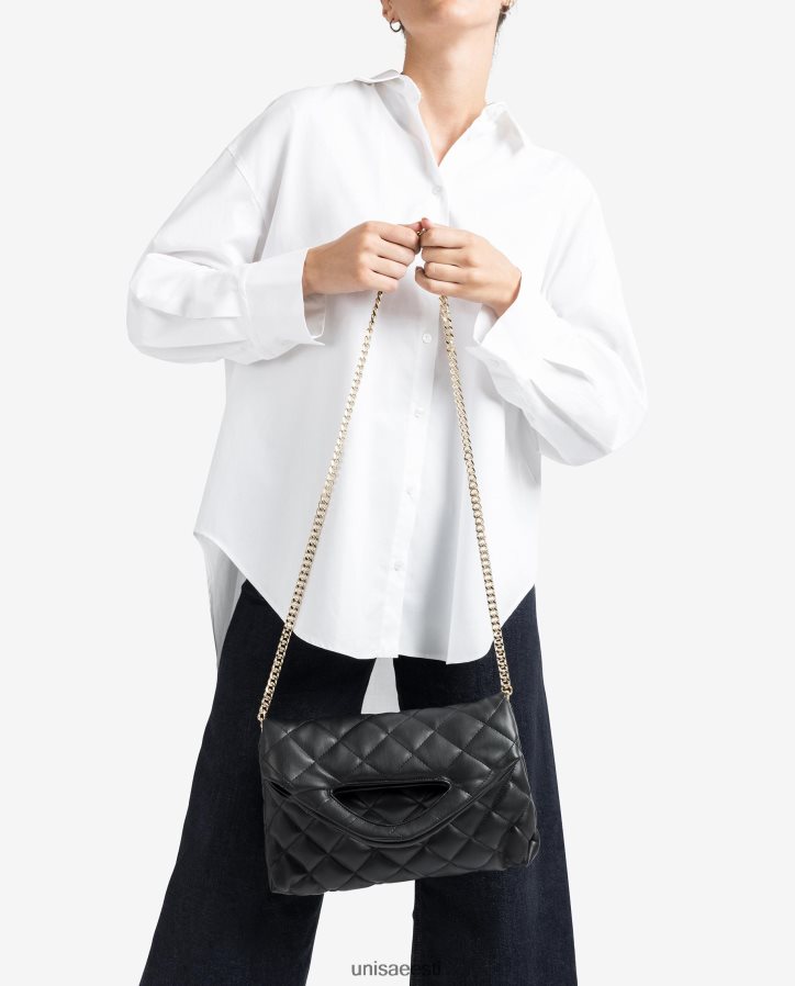 Unisa 88PPB41172 volditud klapiga tepitud kott naised must