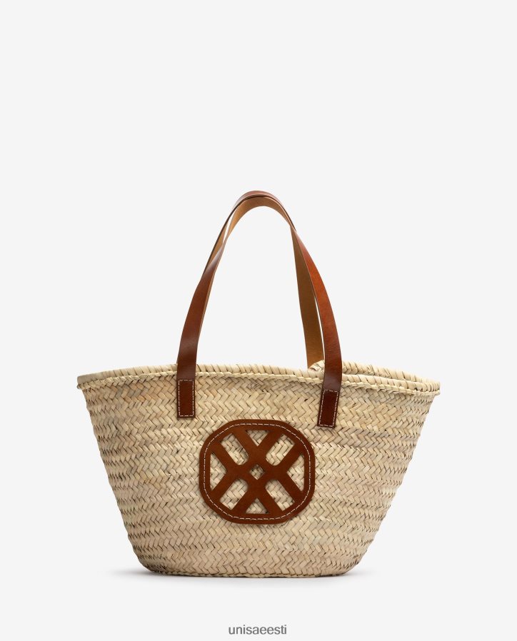 Unisa 88PPB41098 keskmise punutud korv nahast käepidemete ja logoga naised pruun