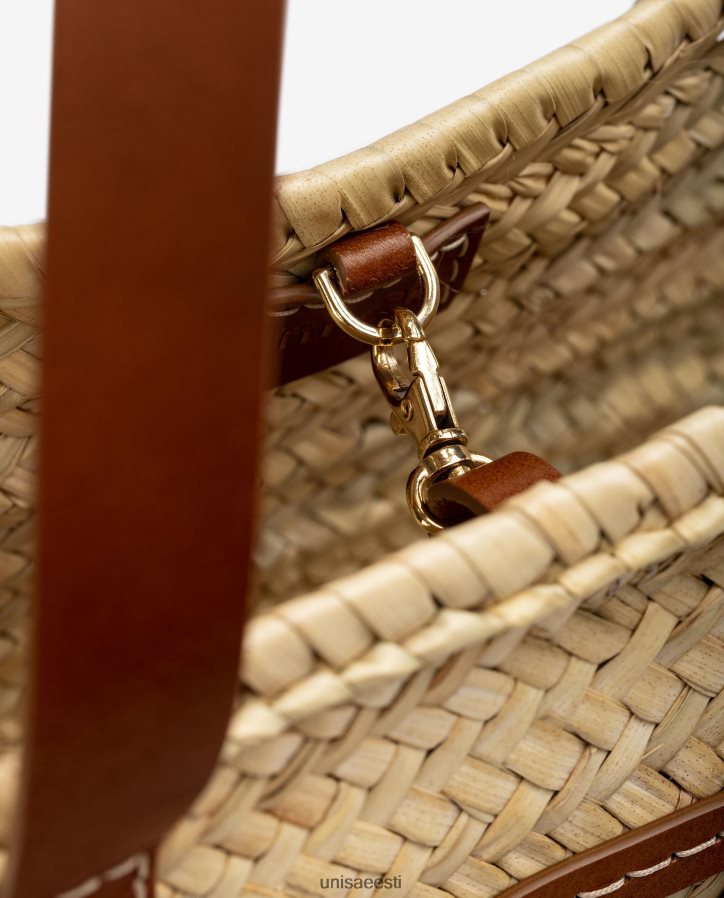 Unisa 88PPB41098 keskmise punutud korv nahast käepidemete ja logoga naised pruun