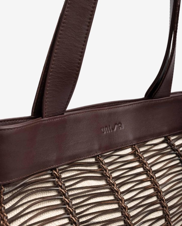 Unisa 88PPB41108 suur riidest ja nahast käekott naised pruun