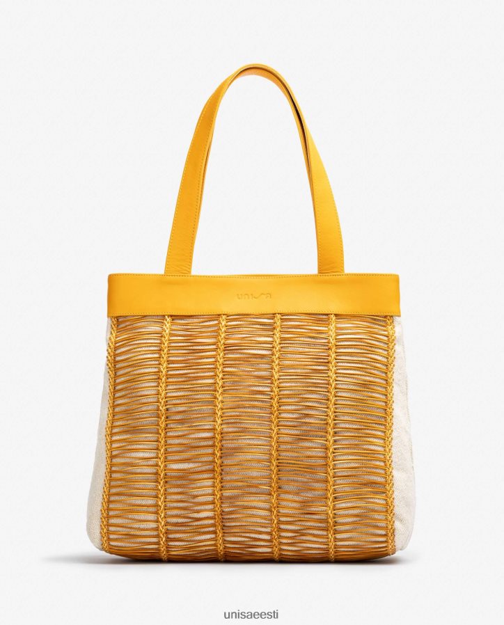 Unisa 88PPB41109 suur riidest ja nahast käekott naised kollane