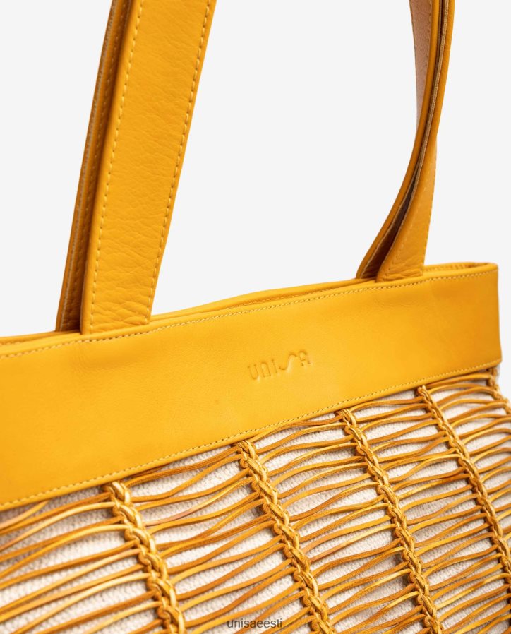 Unisa 88PPB41109 suur riidest ja nahast käekott naised kollane