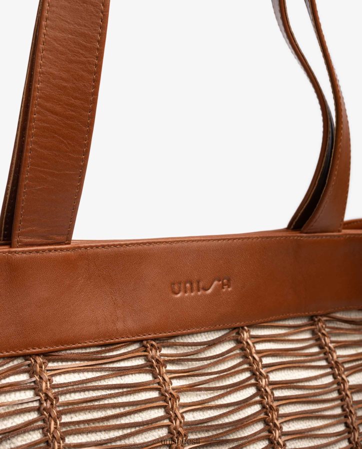 Unisa 88PPB41110 suur riidest ja nahast käekott naised pruun