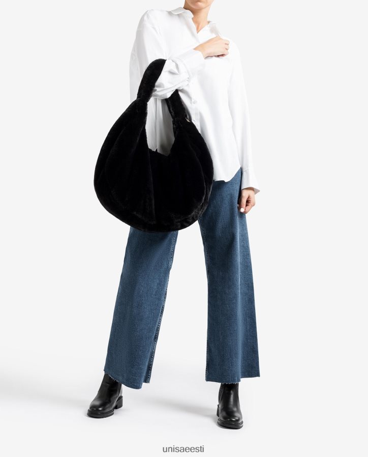 Unisa 88PPB41124 taaskasutatud kangast käekott naised must