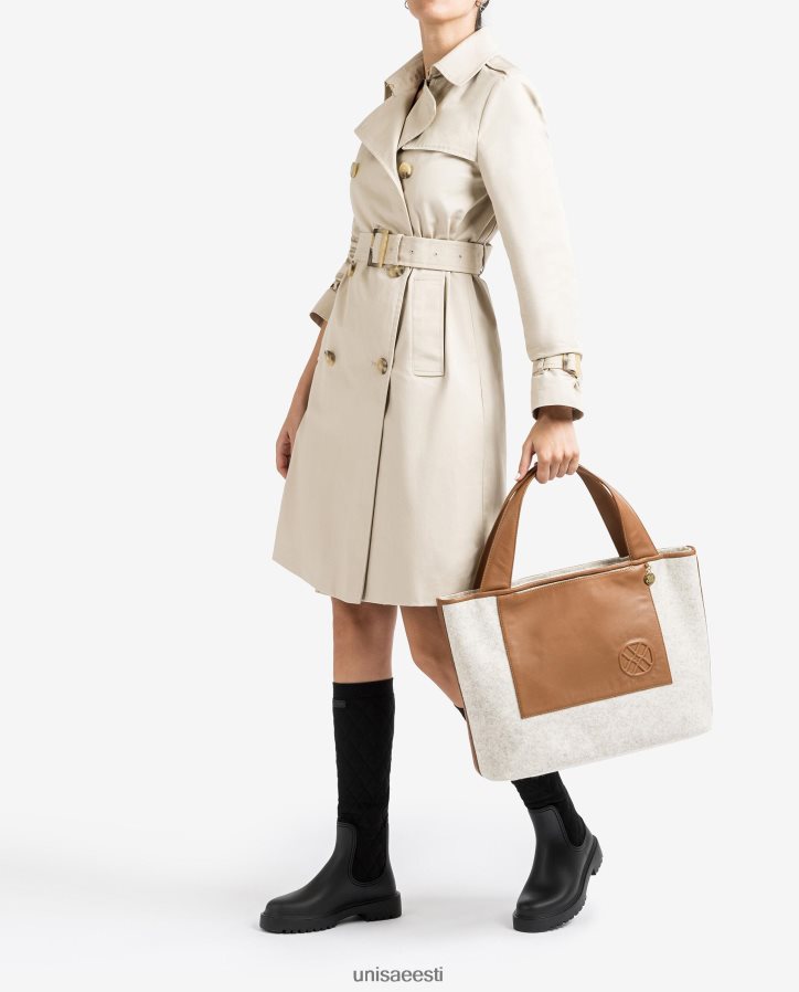 Unisa 88PPB41139 taaskasutatud kangast poekott naised valge