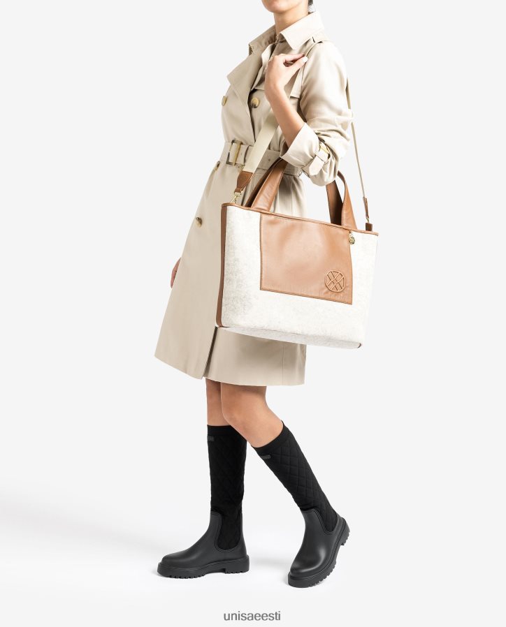 Unisa 88PPB41139 taaskasutatud kangast poekott naised valge