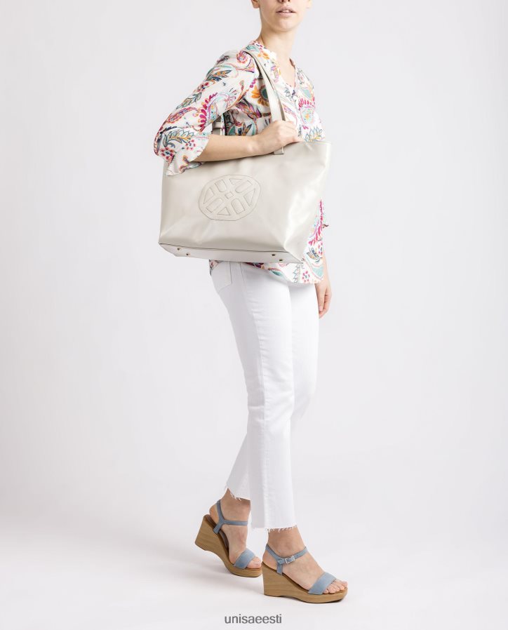 Unisa 88PPB41148 käekott, millele on peale õmmeldud monogramm naised valge