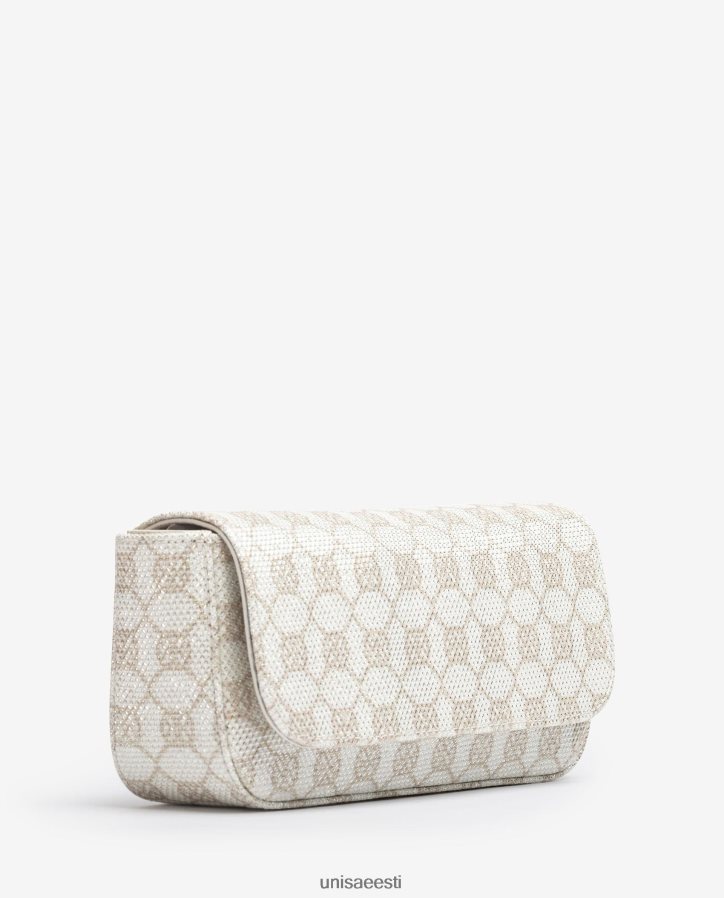 Unisa 88PPB41210 läikivast kangast monogramm peokott naised valge