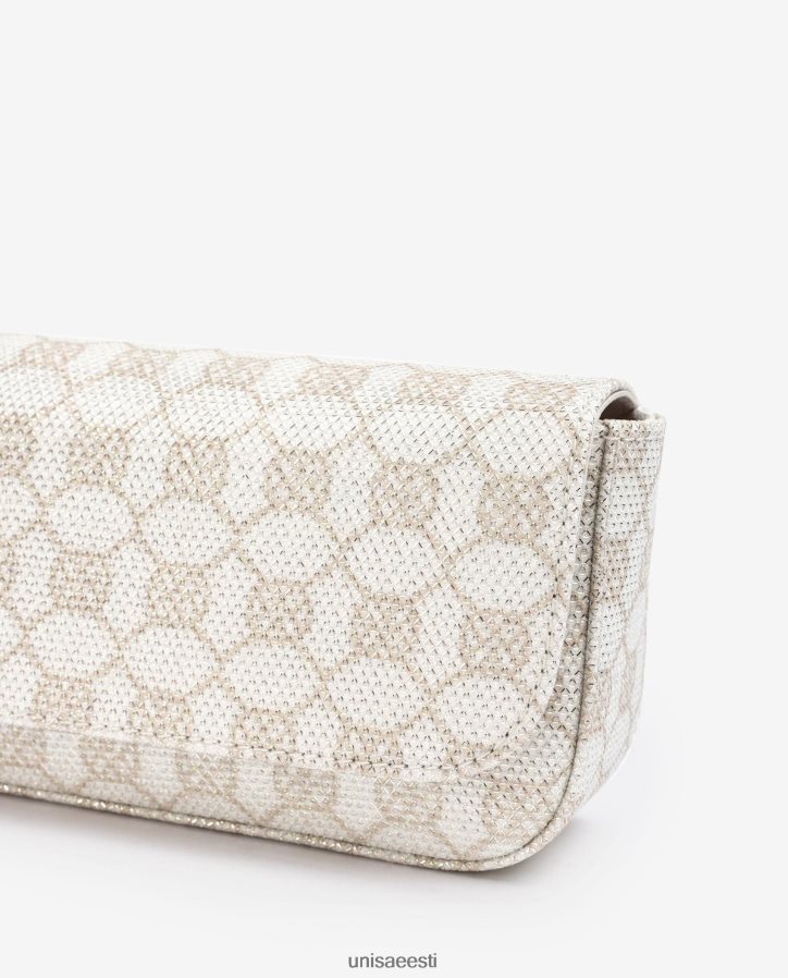 Unisa 88PPB41210 läikivast kangast monogramm peokott naised valge