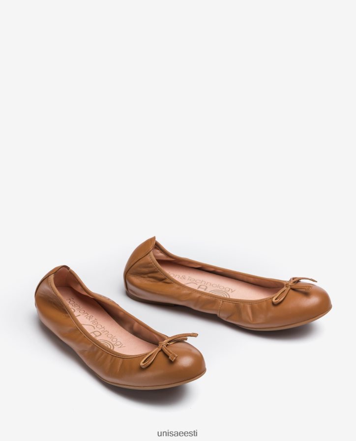 Unisa 88PPB4646 vibuga kaunistatud nahast baleriinad naised pruun