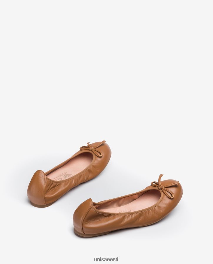 Unisa 88PPB4646 vibuga kaunistatud nahast baleriinad naised pruun