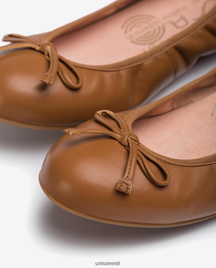 Unisa 88PPB4646 vibuga kaunistatud nahast baleriinad naised pruun