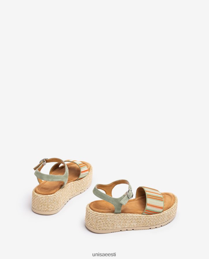 Unisa 88PPB4103 laia mitmevärvilise rihmaga sandaal naised roheline