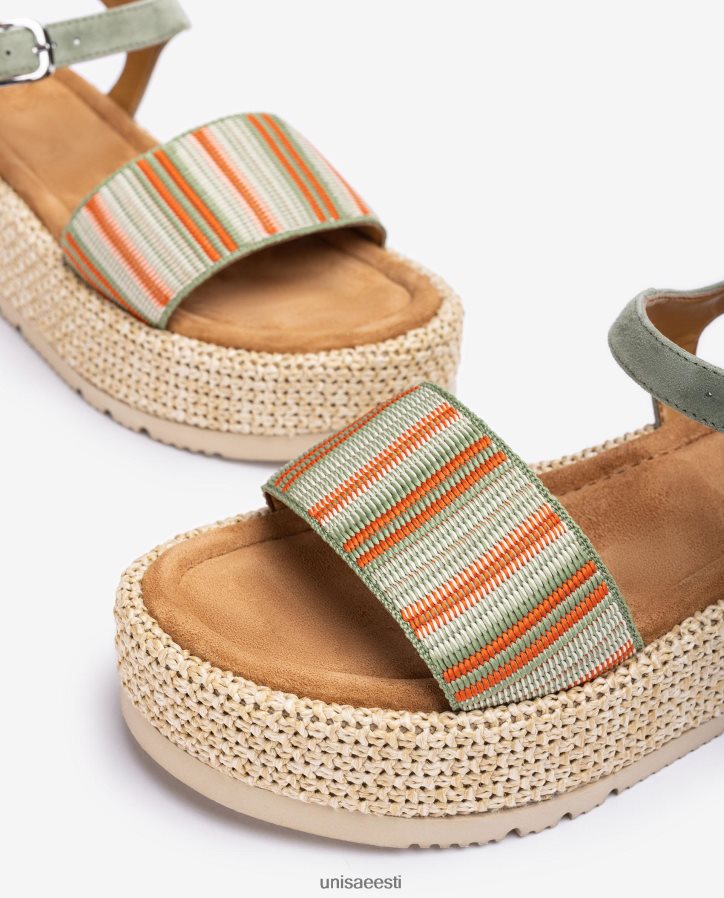 Unisa 88PPB4103 laia mitmevärvilise rihmaga sandaal naised roheline