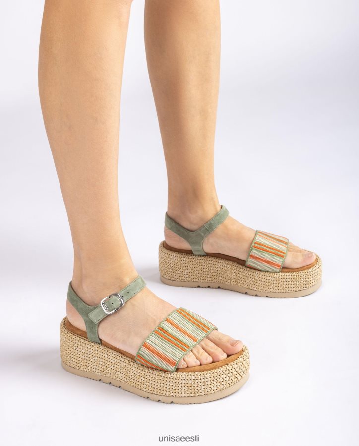 Unisa 88PPB4103 laia mitmevärvilise rihmaga sandaal naised roheline