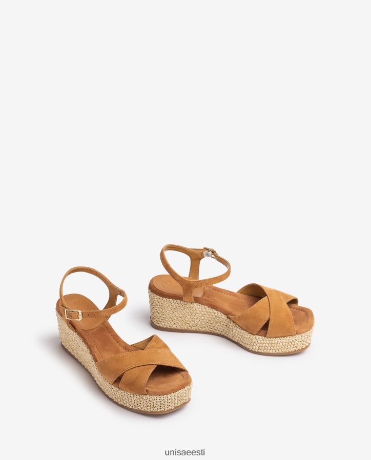 Unisa 88PPB4164 raffia plokk-kontsaga sandaal naised pruun