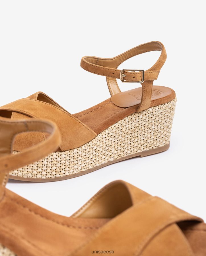 Unisa 88PPB4164 raffia plokk-kontsaga sandaal naised pruun
