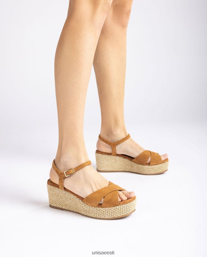 Unisa 88PPB4164 raffia plokk-kontsaga sandaal naised pruun