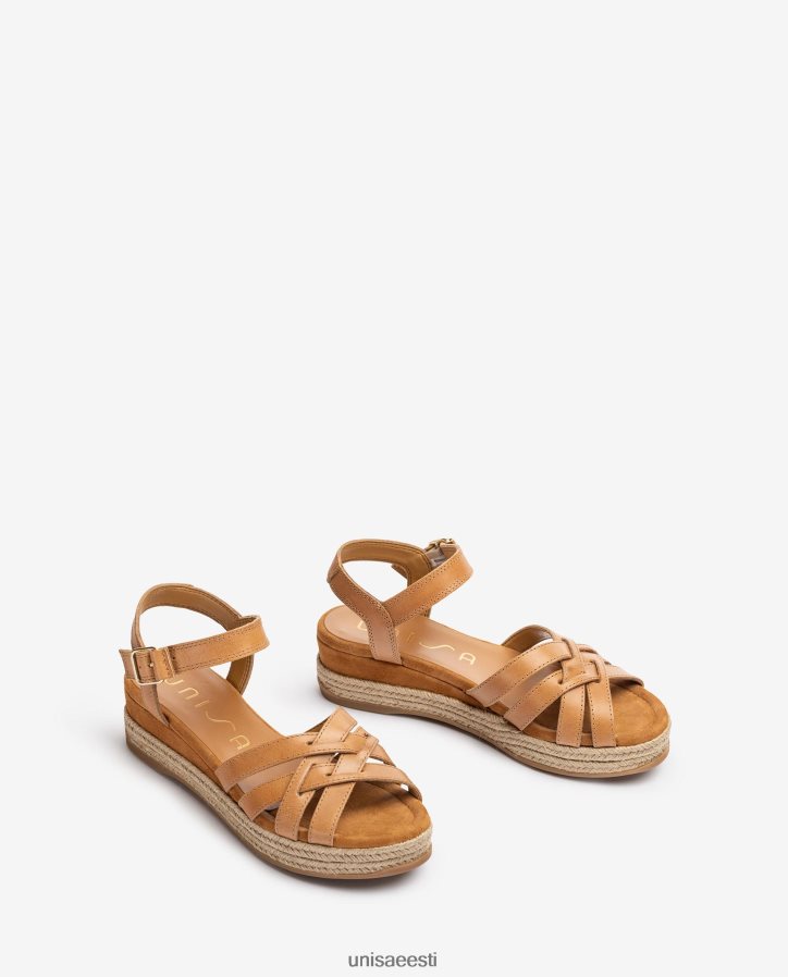 Unisa 88PPB4427 metallist pandlaga nahast sandaalid naised pruun