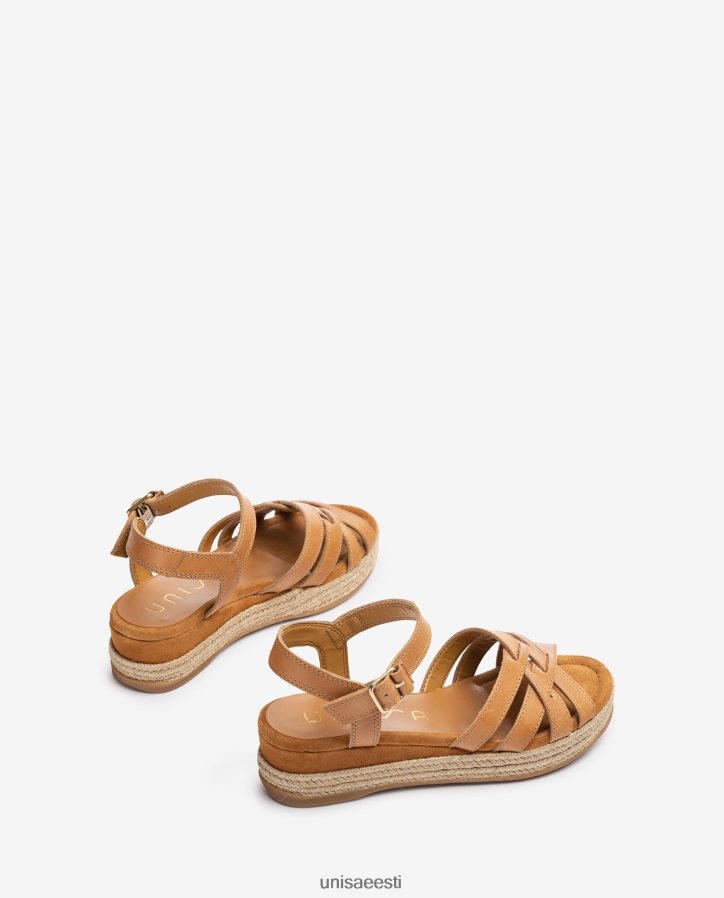 Unisa 88PPB4427 metallist pandlaga nahast sandaalid naised pruun