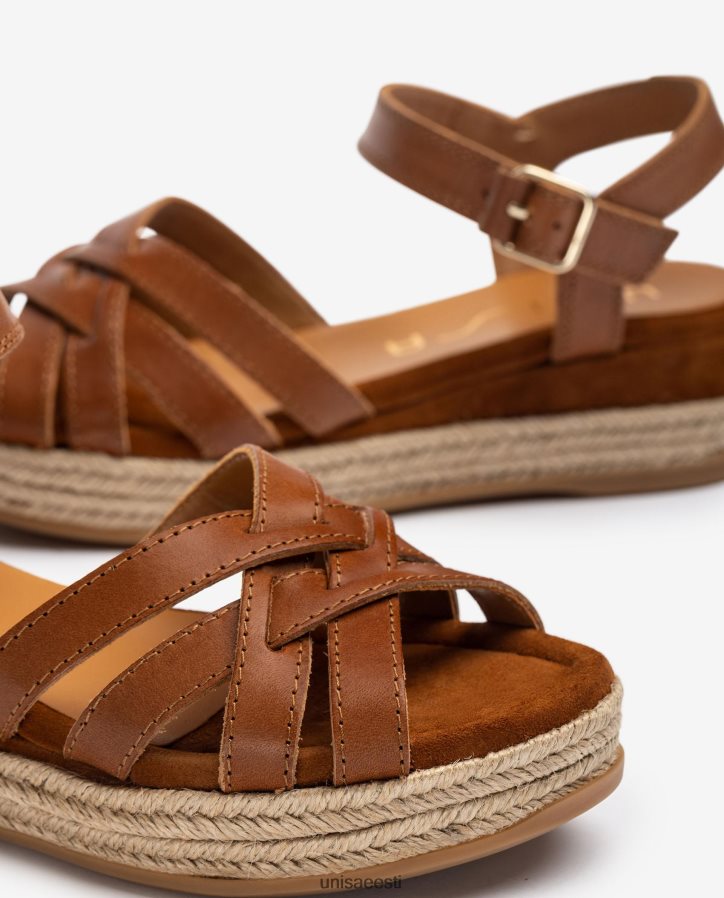 Unisa 88PPB4429 metallist pandlaga nahast sandaalid naised pruun