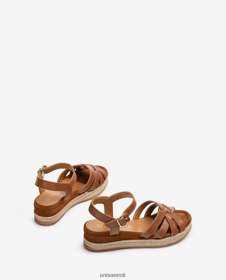 Unisa 88PPB4429 metallist pandlaga nahast sandaalid naised pruun