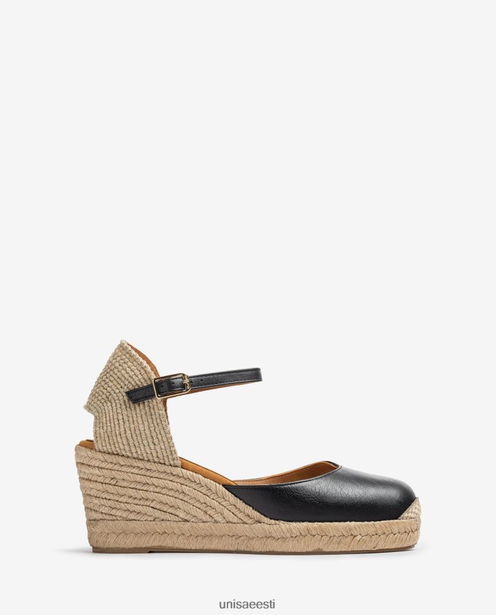 Unisa 88PPB4478 espadrill vamp-konts nahast naised must