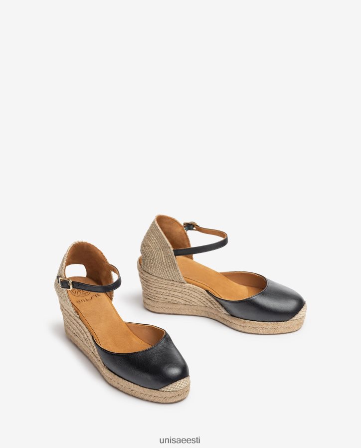 Unisa 88PPB4478 espadrill vamp-konts nahast naised must