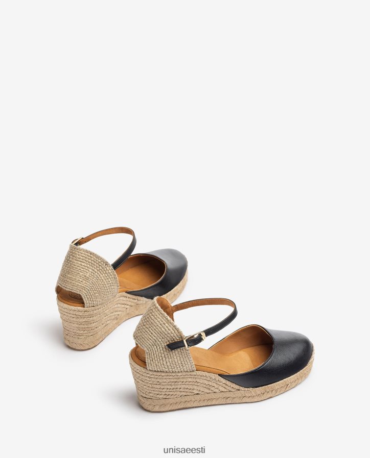 Unisa 88PPB4478 espadrill vamp-konts nahast naised must