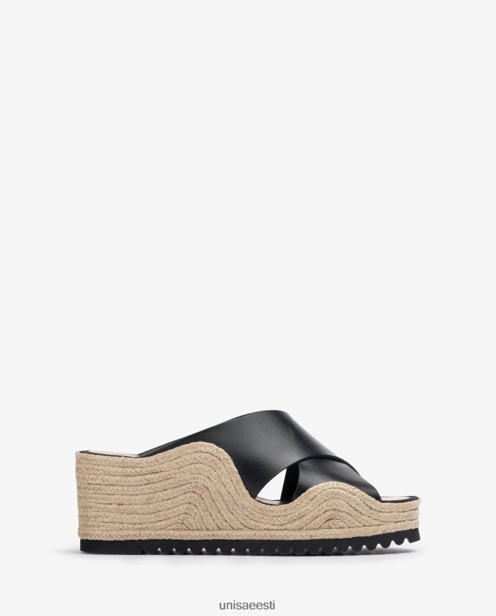 Unisa 88PPB4696 laiade crossover rihmadega espadrill naised must