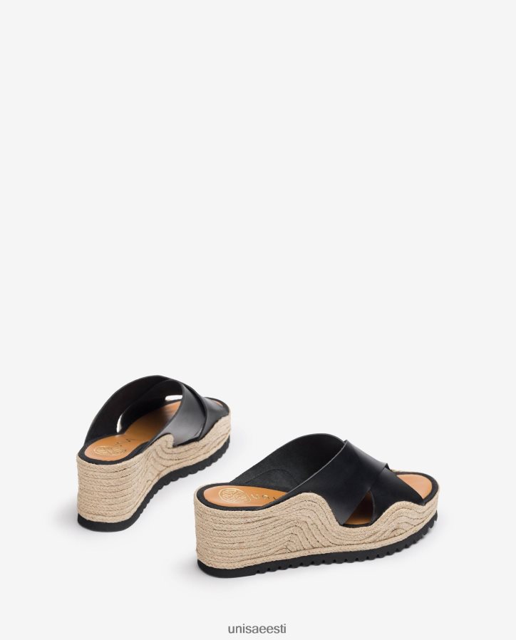 Unisa 88PPB4696 laiade crossover rihmadega espadrill naised must