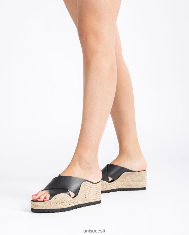 Unisa 88PPB4696 laiade crossover rihmadega espadrill naised must