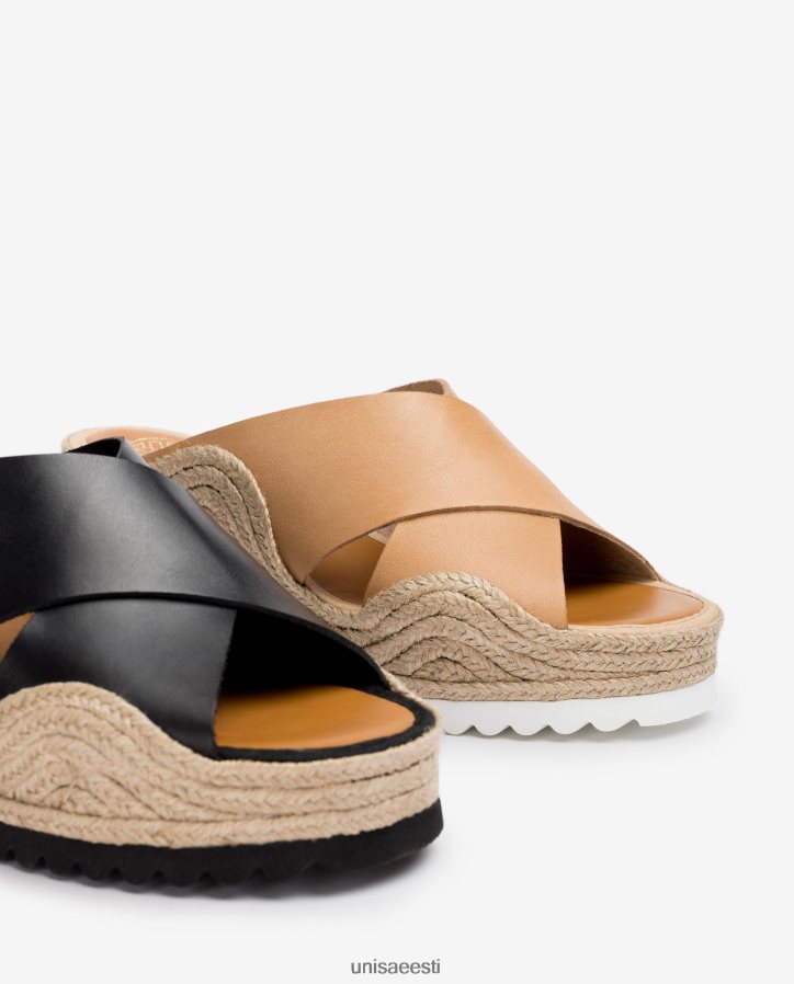Unisa 88PPB4696 laiade crossover rihmadega espadrill naised must