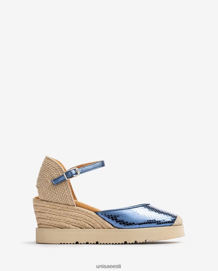 Unisa 88PPB4715 metallilise efektiga d'orsay pahkluu rihm espadrill naised sinine