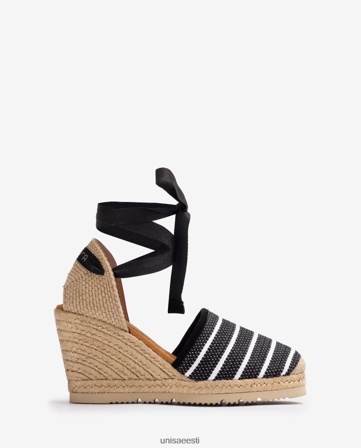 Unisa 88PPB4718 kõrge kontsaga espadrill valmistatud jarapa kangast naised must