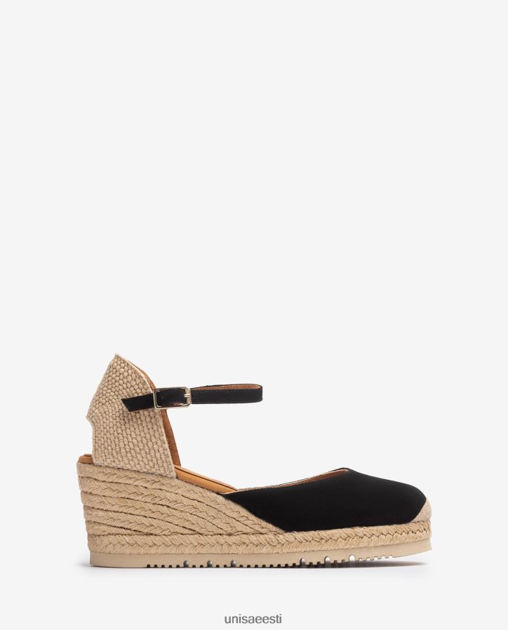 Unisa 88PPB4727 d'orsay pahkluu rihm seemisnahast espadrill naised must