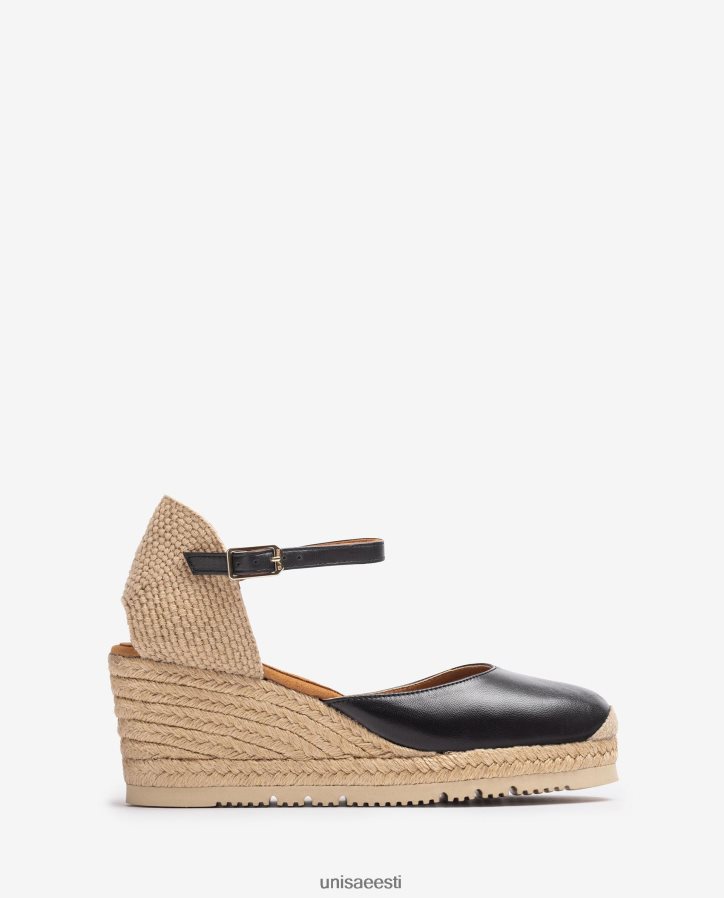 Unisa 88PPB4734 nahast d'orsay pahkluu rihm espadrill naised must