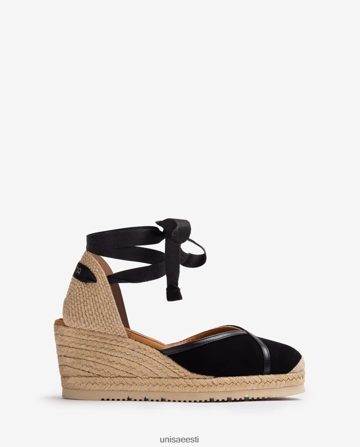 Unisa 88PPB4740 kontrastne d'orsay pahkluu rihm espadrill naised must