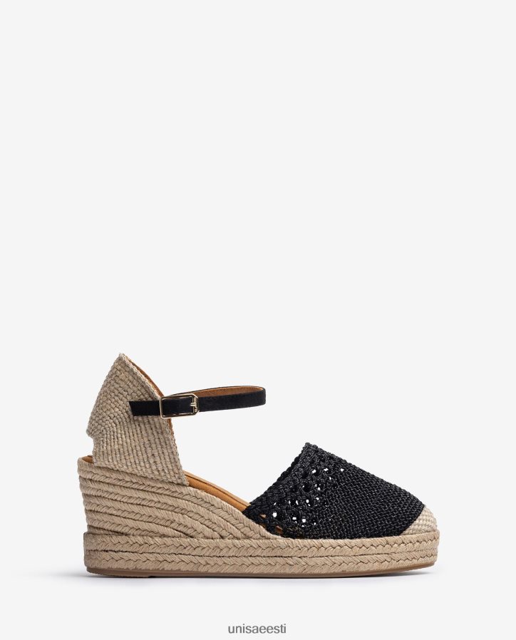 Unisa 88PPB4783 espadrille vamp-heel heegelnõelas naised must
