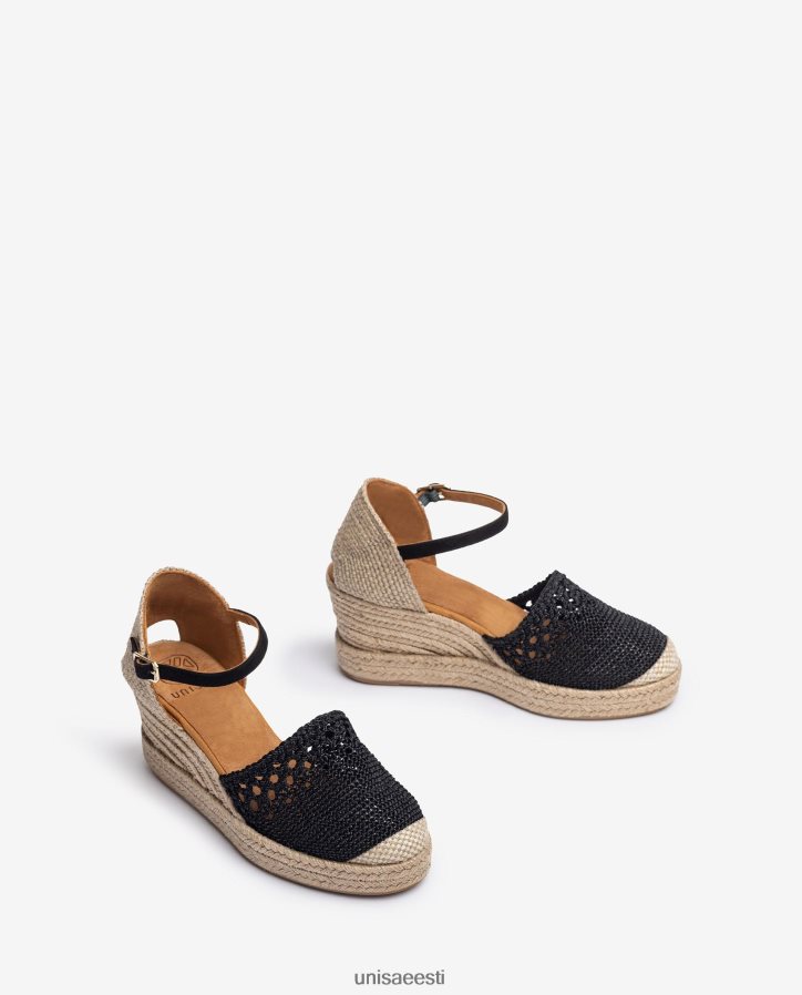 Unisa 88PPB4783 espadrille vamp-heel heegelnõelas naised must