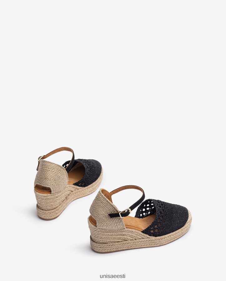 Unisa 88PPB4783 espadrille vamp-heel heegelnõelas naised must