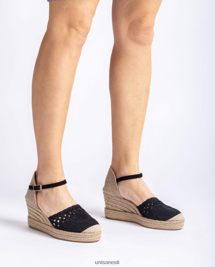 Unisa 88PPB4783 espadrille vamp-heel heegelnõelas naised must