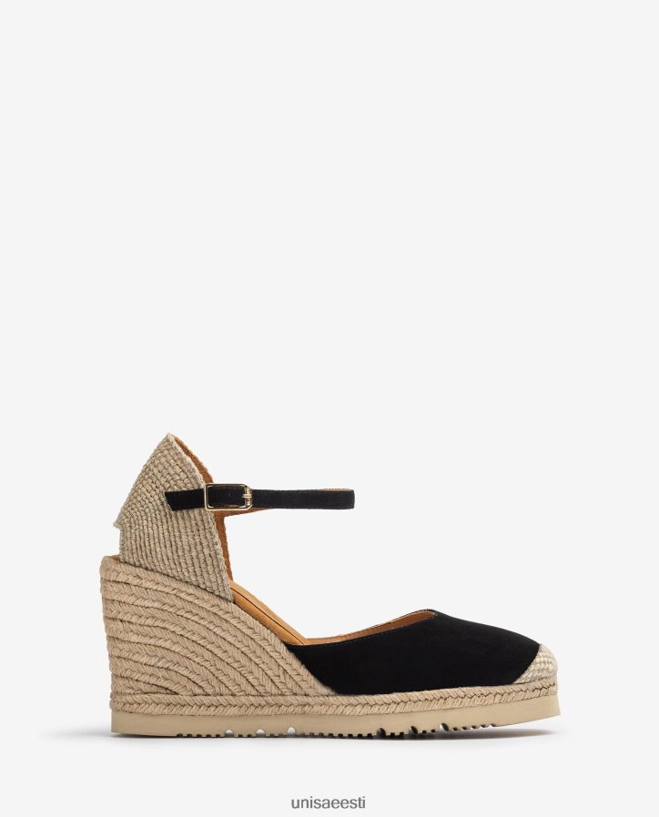 Unisa 88PPB4789 seemisnahast espadrill kummitallaga naised must