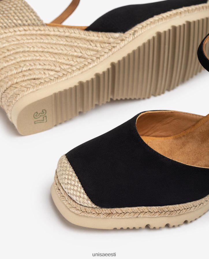Unisa 88PPB4789 seemisnahast espadrill kummitallaga naised must