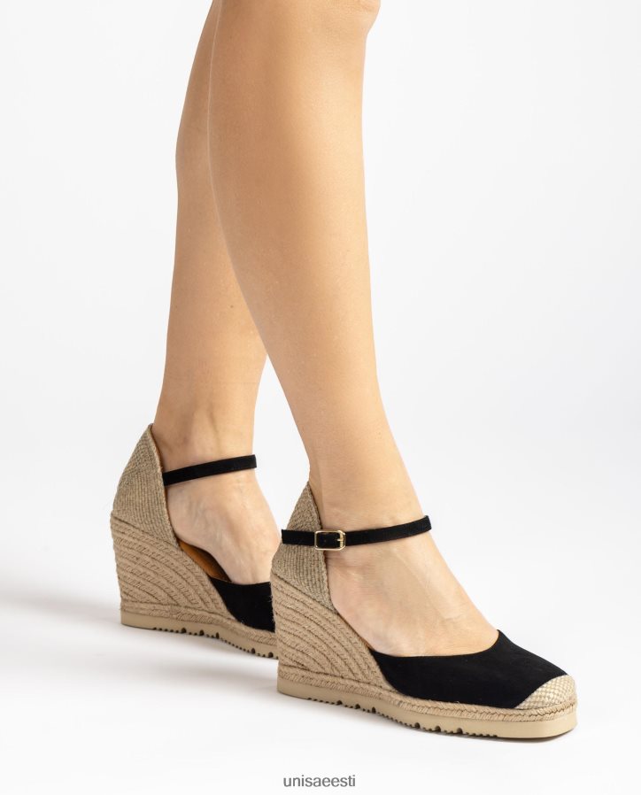 Unisa 88PPB4789 seemisnahast espadrill kummitallaga naised must
