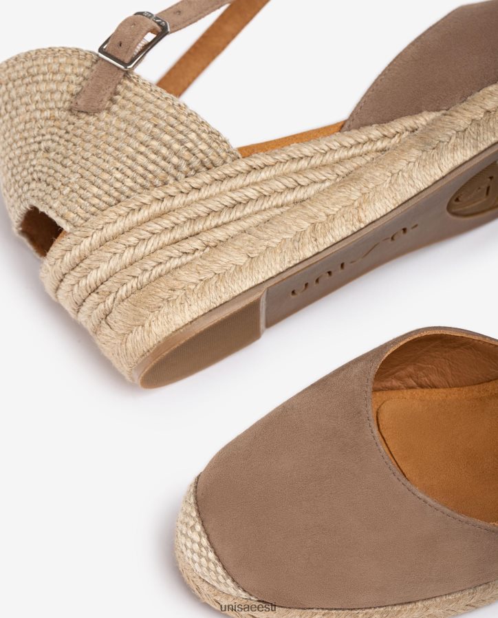 Unisa 88PPB4792 vamp-heel espadrill valmistatud seemisnahast naised pruun