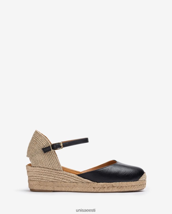 Unisa 88PPB4795 vamp-heel espadrill valmistatud nahast naised must